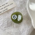 Mini pool ball number 6 hair claw clip with olive green marble texture and round design - Green