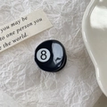 Mini acetate hair claw with black billiard number 8 ball design for girls and women - Black