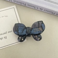 French style butterfly hair clip with blue and black glitter finish and rhinestones - Starry Sky Black