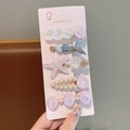 Detalle de 5 pinzas para el pelo con tema marino, conchas, colas de sirena y perlas - Set de 5 Rosa / Rosa