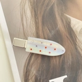 Barrette élégante en acétate crème ornée de strass colorés sur une base en métal - Blanc AB