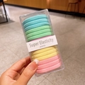 Elastic seamless hair ties set in assorted vibrant colors inside a clear gift box - Light Green
