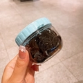 Kids black elastic hair bands in a portable transparent storage jar with blue lid - Black