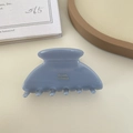 Elegant grey-blue acetate shark hair claw clip with golden Barrette La France lettering - Milky Blue