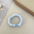 Sky blue elastic fabric hair tie scrunchie with matching rectangular buckle detail - Blue Hair Tie