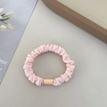 Sweet light pink fabric scrunchie with matte cylindrical buckle for high ponytail - Pink Hair Tie