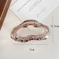 Medium size translucent light brown wave hair claw clip made of durable PC material - Transparent Tea