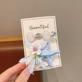 Set de pinzas para el cabello hechas a mano con estrella de mar y flores de playa - Azul