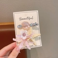 Set de pinzas para el pelo para niñas con estrella de mar, flores y perlas para vacaciones - Amarillo Rosa