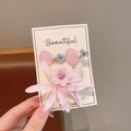 Set de pinzas para el pelo rosas con estrella de mar, flores, concha y perla para niña - Rosa