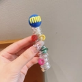 Blauwe spiraalvormige haarelastiek met M&M-patroonbal voor paardenstaarten van meisjes - Donkerblauw