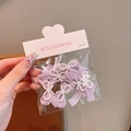 Lavender fabric bow hair clips with white pearls in accessories packaging set - Purple