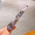 Eleganter konischer Acetat-Haarclip mit violett-blauer Marmorierung und Goldfolienflocken - Traumhaftes Lila