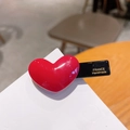 Eleganter roter Herz-Acetat-Haarclip mit goldenem France Handmade Schriftzug für Damen - Bohnenpastenrosa