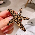 Pasador de estrella de mar con estampado de leopardo en acetato ámbar para mujer - Estampado de leopardo