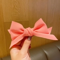 Barrette à cheveux nœud papillon en tissu pêche-orange mat pour femmes et filles - 3-Rose Orangé