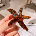 Barrette étoile de mer en acétate avec motif écaille en ambre et bleu clair - Bleu-Marron