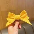 3D bow hair clip in bright ginger yellow fabric for sweet princess style ponytails - 5-Yellow