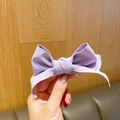 Sweet lavender fabric bow hair clip with silver metal alligator grip for women - Purple