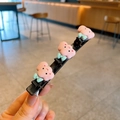 Pince à cheveux noire pour filles avec trois nuages roses et petits nœuds bleus - Nuage