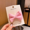 Pink handmade bow hair clip for girls on a premium display card with matte finish - 7-Pink