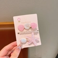 5-teiliges Set aus rosa Seestern- und Muschel-Haarspangen mit Perlen auf Karte - Rosa