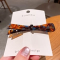 Haarspange mit Schleife aus Acetat, dunkles Bernstein und Königsblau, Schildpatt-Muster - Blau Braun
