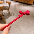 Eleganter hellroter Acetat-Haarclip mit Schleife und goldener Barrette-La-France-Schrift - Rot