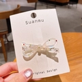 Elegante fermaglio per capelli a fiocco bianco in acetato con strass colorati - Bianco con Fiocco