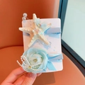 Blue mermaid-themed hair clip set with starfish, lace, and pearls on a white card - Pearl Starfish