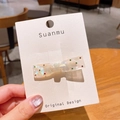 Barrette à cheveux nœud en acétate avec strass colorés sur carte de présentation - Nœud Blanc