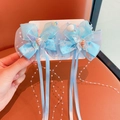 Blaue Haarschleifen für Mädchen mit Meerjungfrau-Muscheln und langen Perlenquasten - Klare Schmetterling Perlenkette