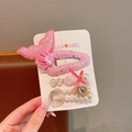 Set of 3 pink mermaid and shell themed hair clips for girls on display card - Rose Red Mermaid Style