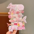 Pink mermaid hair clip set with sequins and starfish for girls hair accessories - Pink