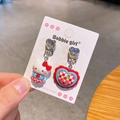Süße Hello Kitty und Kirsch-Herz-Ohrclips für Mädchen, schmerzfreie Clip-On-Ohrringe - Hello Kitty und rotes Herz