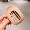 Matte nude pink hollow oval hair claw clip with a frosted resin finish for women - Khaki