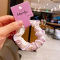 Elastico per capelli floreale bianco con bordi ondulati viola e chiffon per bambina - Viola