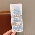Lot de 5 barrettes thème océan avec coquillages bleus et étoiles de mer sur carte blanche - Style Coquillage