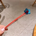 Rode metalen haarklem met blauwe bloem voor dun haar en elegant opgestoken kapsels - Blauwe Bloem