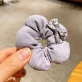 Chouchou lavande doux avec nœud, accessoire de cheveux en coton pour femmes et filles - Style avec nœud violet / Violet
