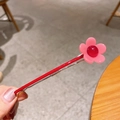 Fermaglio per capelli a fiore rosa con perla rossa e clip metallica rossa coordinata - Fiore Grande Rosa