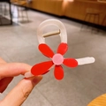 Pince à cheveux fleurie en résine blanche avec petite fleur rouge pour femme - Clip Blanc Avec Fleur Rouge