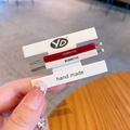 Set di due fermagli per capelli sottili in acetato rosso vino e bianco su cartoncino - Rosso Bianco