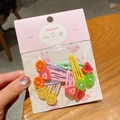 Barrettes colorées aux motifs de fruits pour filles avec décors fraise et orange - 1-Pince BB Pastèque