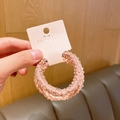 Pink knit textured elastic hair ties set on branded display card with soft material - Pink Series