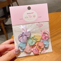 Set di 10 elastici per capelli colorati a forma di cuore con glitter per bambine - 9-Elastico Cuore