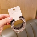 Set of two soft knit plush hair scrunchies in coffee and pink with elastic texture - Coffee Series