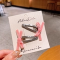 Barrettes à paillettes argentées et nœuds en velours rose pour filles, lot de 2 - Rose