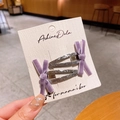 Lot de barrettes à paillettes argentées et nœuds en velours violet sur carte - 5-Violet