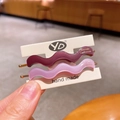 Set of two wavy acetate hair clips in purple and lavender with gold lettering - Purple Series